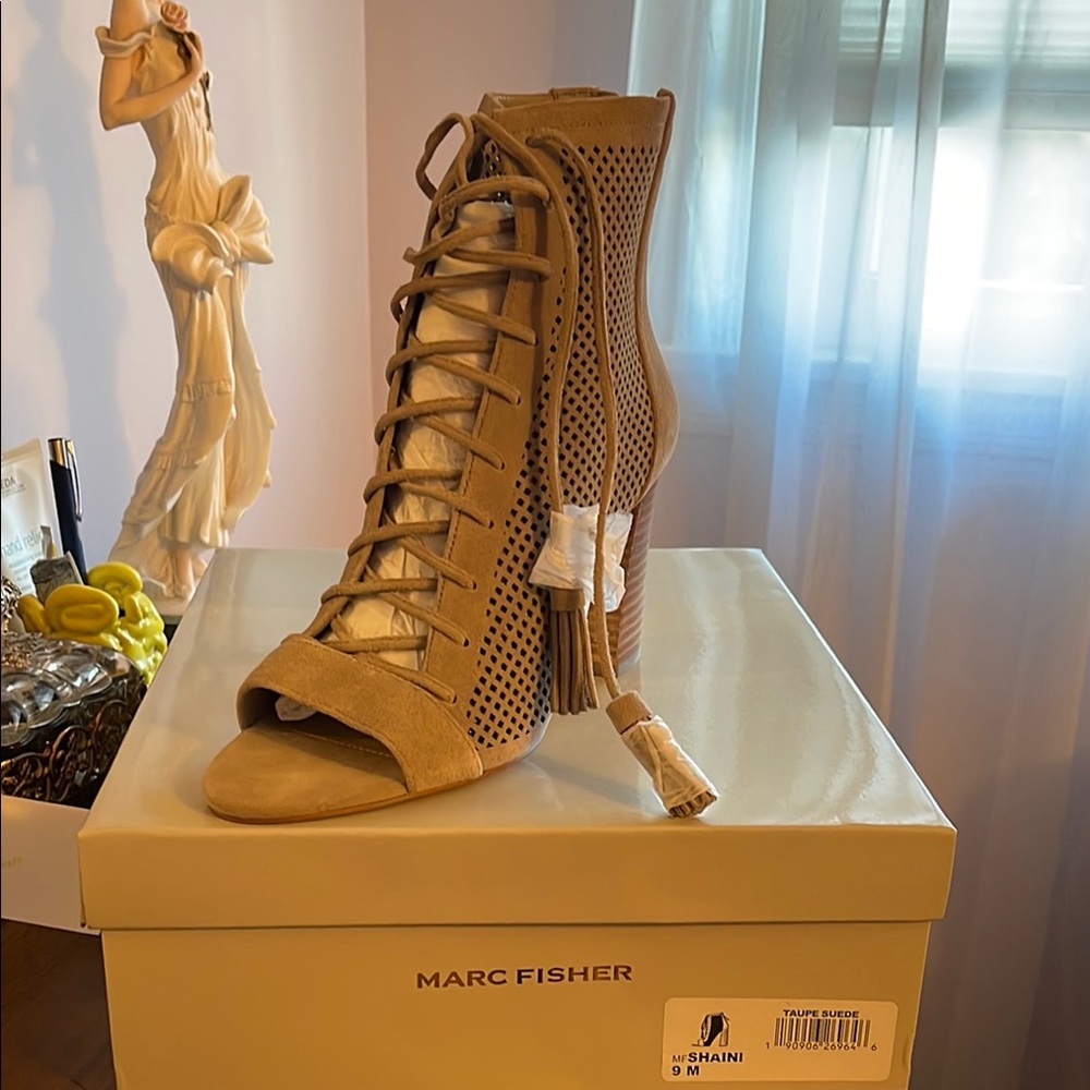 Marc Fisher Tan Lace-Up Heels